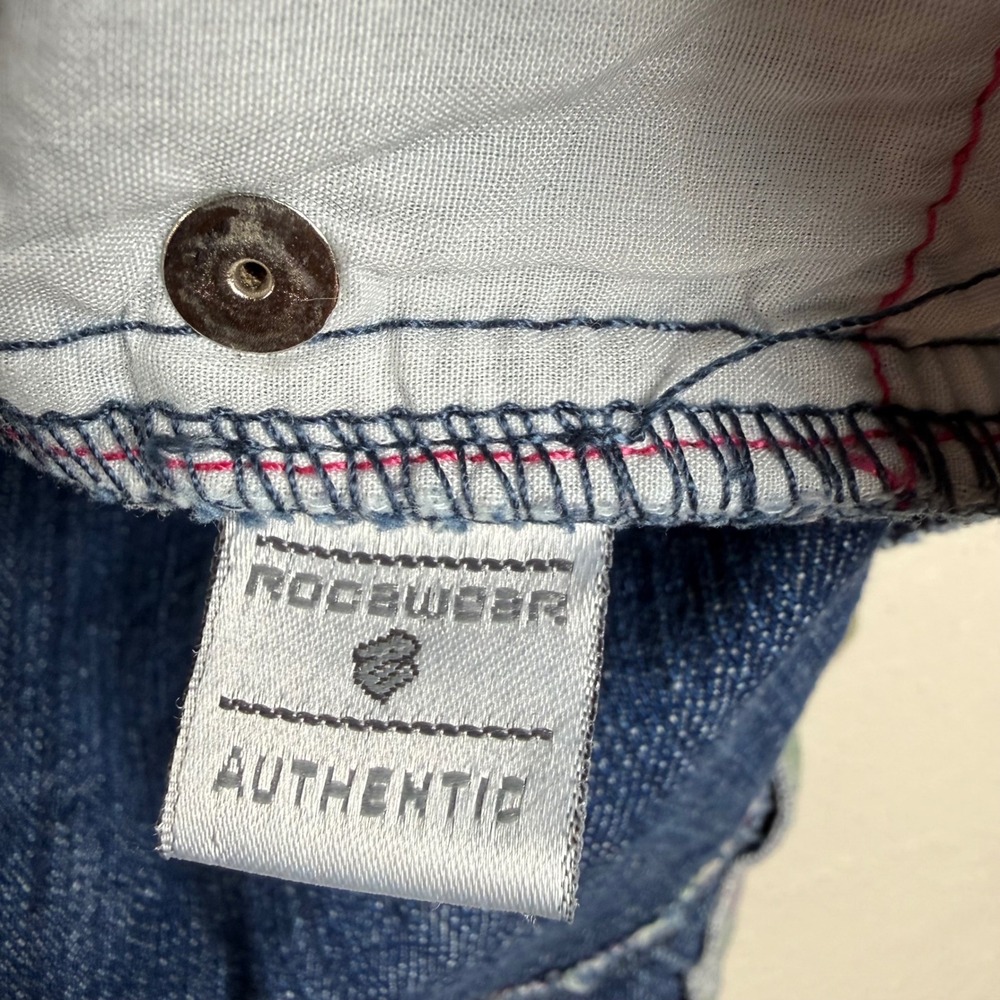 Rocawear Girls Denim Dress Blue Fruit Print Back Rhinestone Zip Front Size M 5 - Picture 4 of 10